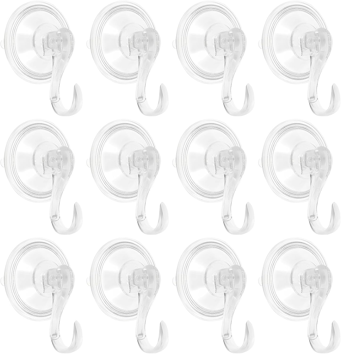 12Pcs Wreath Hanger Suction Cup Hooks Reusable Shower Suction Cup Hook Wall Window Bathroom Plastic Vacuum Hooks Wreath Holder for Front Doors Kitchen Shower Room