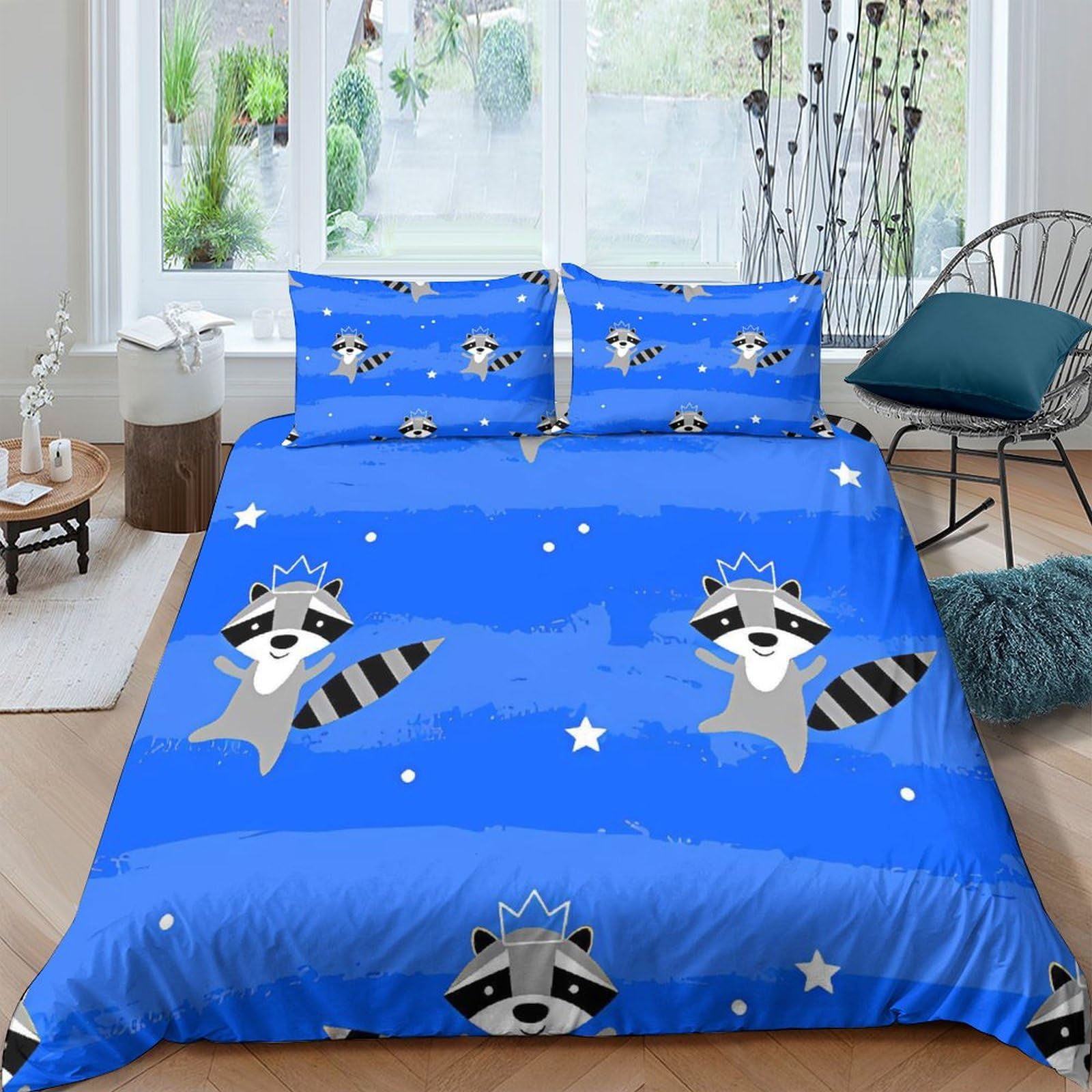 Housse de couette raton laveur zippée 220x240 cm infroissable King