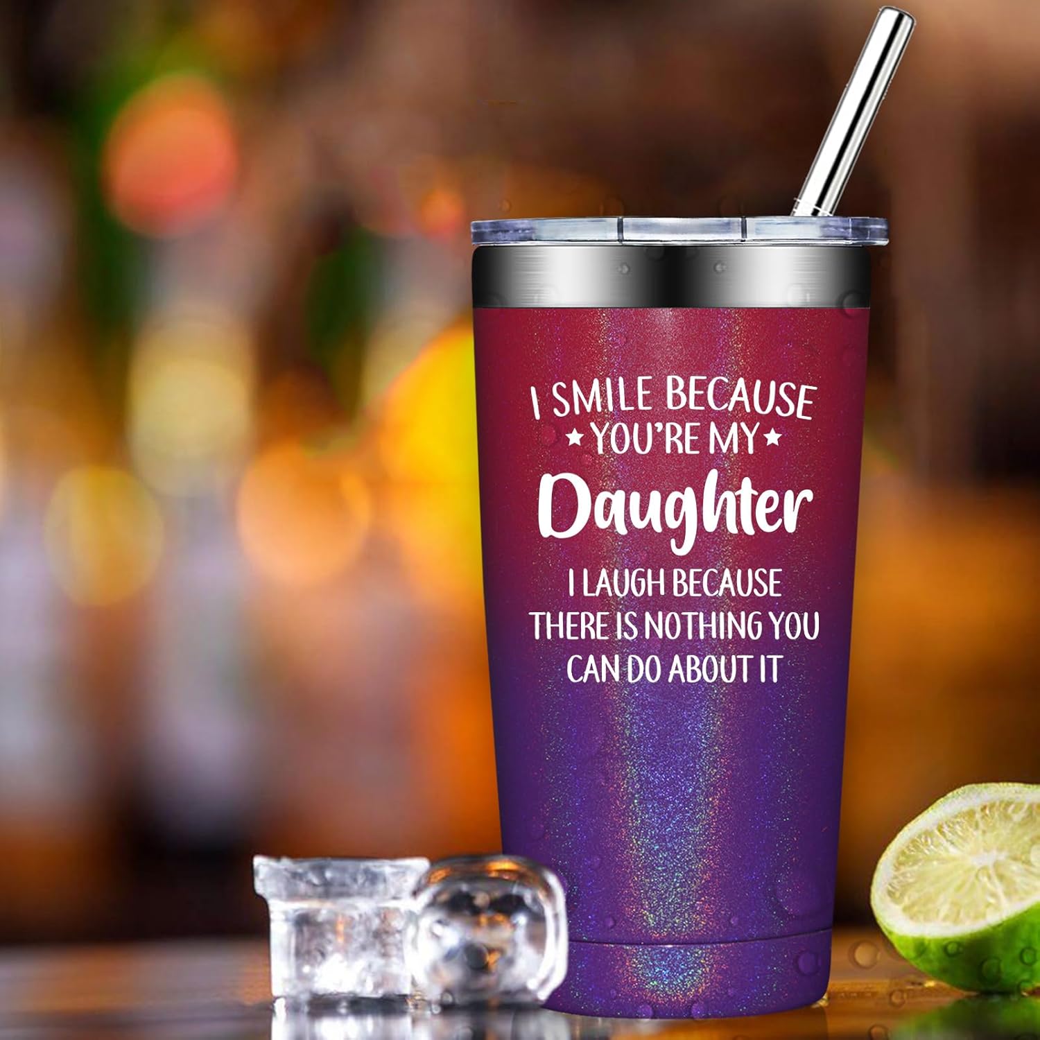 Grifarny Daughter Gifts from Mom, Dad - Valentines Day Gifts for Daughters Adult - Mothers Day Christmas Birthday Gift for Grown Daughters - I Smile Because You Are My Daughter Tumbler Cup 20oz - Image 8