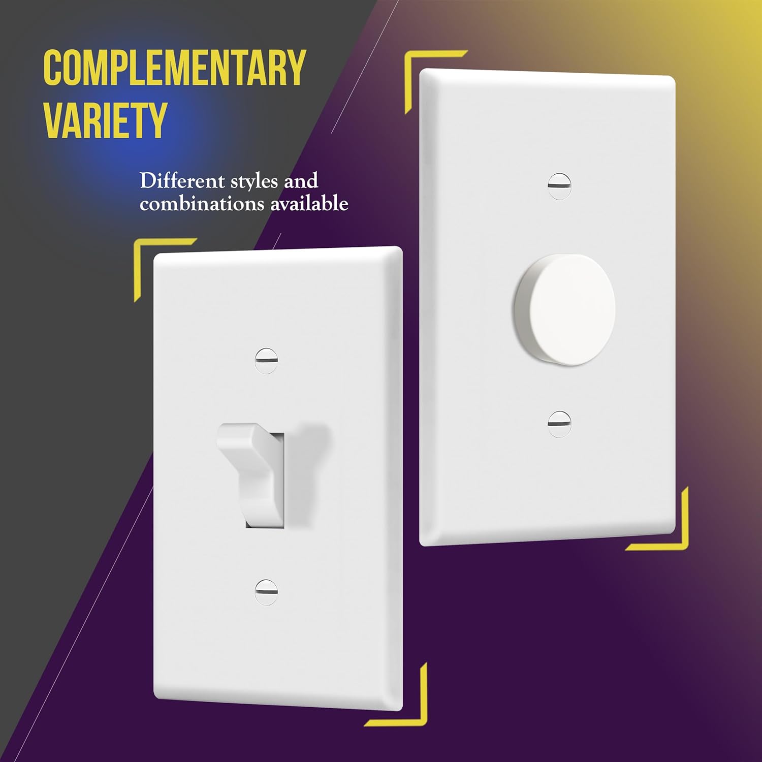 ENERLITES Mid-Size Toggle Light Switch Wall Plate Covers, Gloss Finish, Single Gang 4.88" x 3.11", Unbreakable Polycarbonate Thermoplastic, UL Listed, 8811M-W-10PCS, White, 10 Pack
