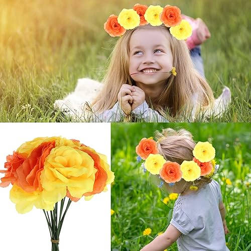 Miniatura 5 de Paquete de 100 rosas artificiales con tallos de imitación elegantes para Halloween, Navidad, bodas, ramos de flores, fiestas, decoración del hogar