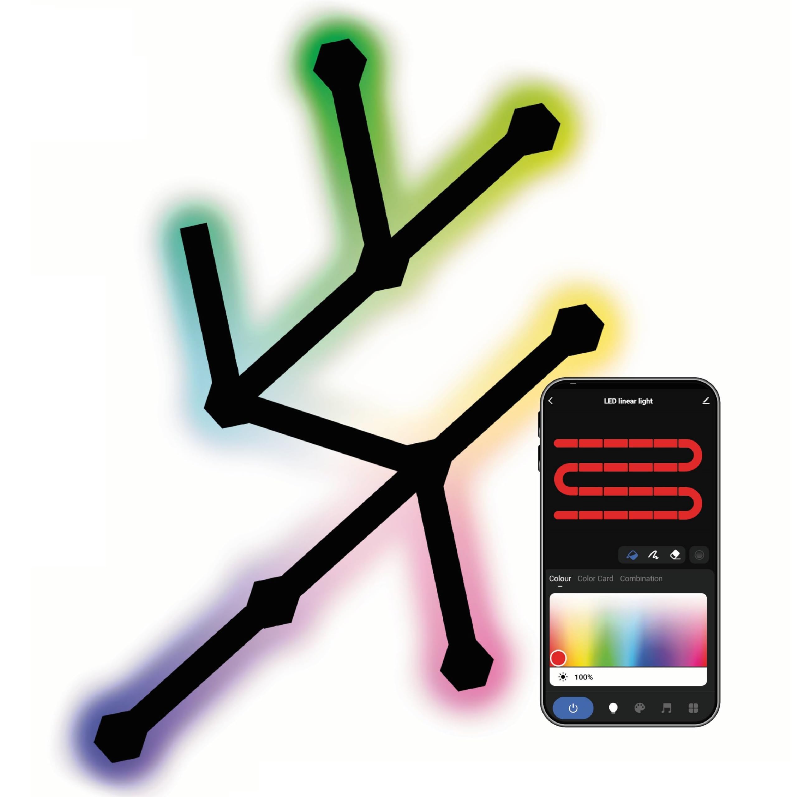 EMOS - Aplique inteligente RGBIC para juegos con aplicación, 9+9 piezas - Iluminación modular - 16 millones de colores, sincronización de música, control por voz - Luz ambiental WiFi de 2,4 GHz
