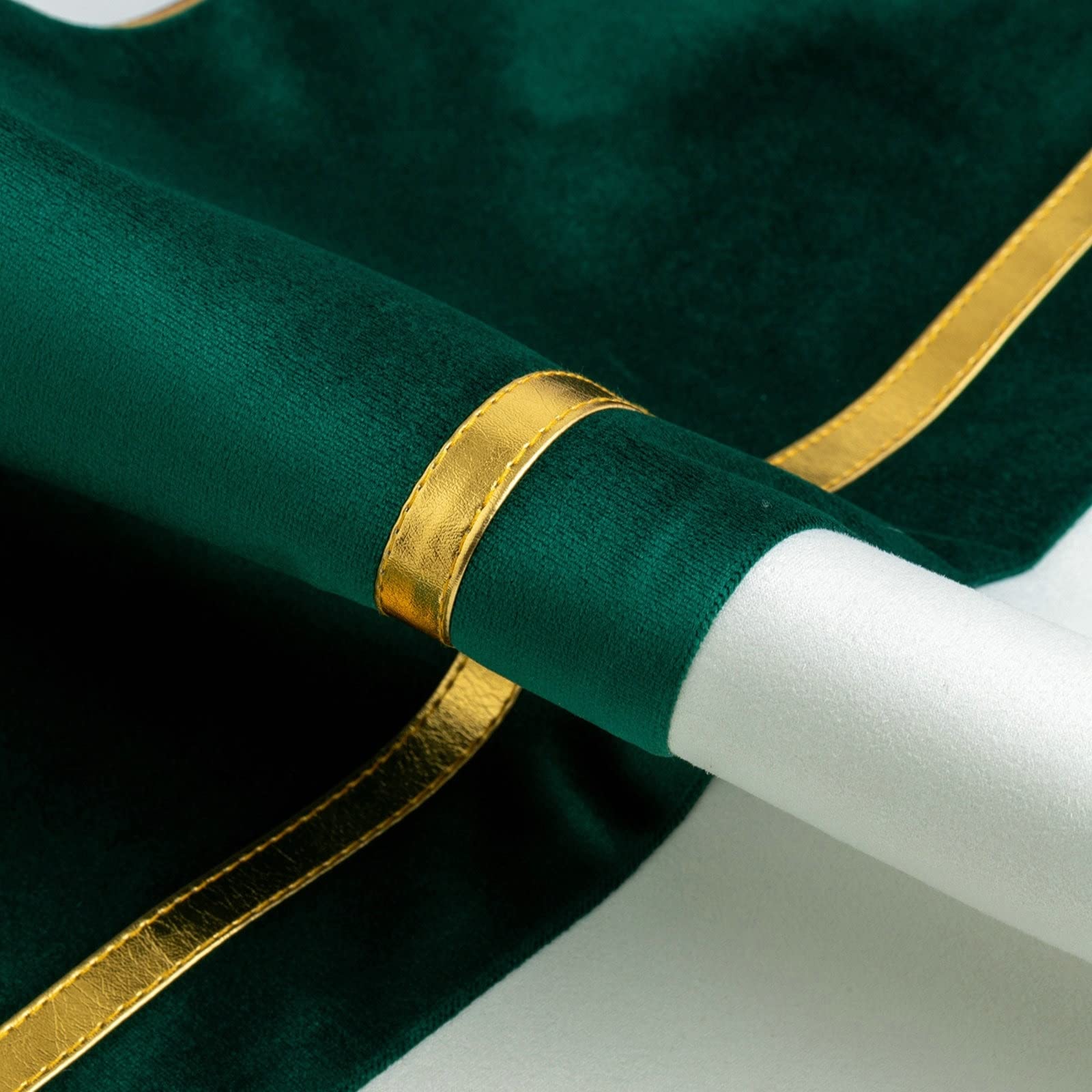 Tischläufer Polyester Modern, Tischläufer Hochzeit 32x280 cm, Zweifarbig mit Goldstreifen und Quasten