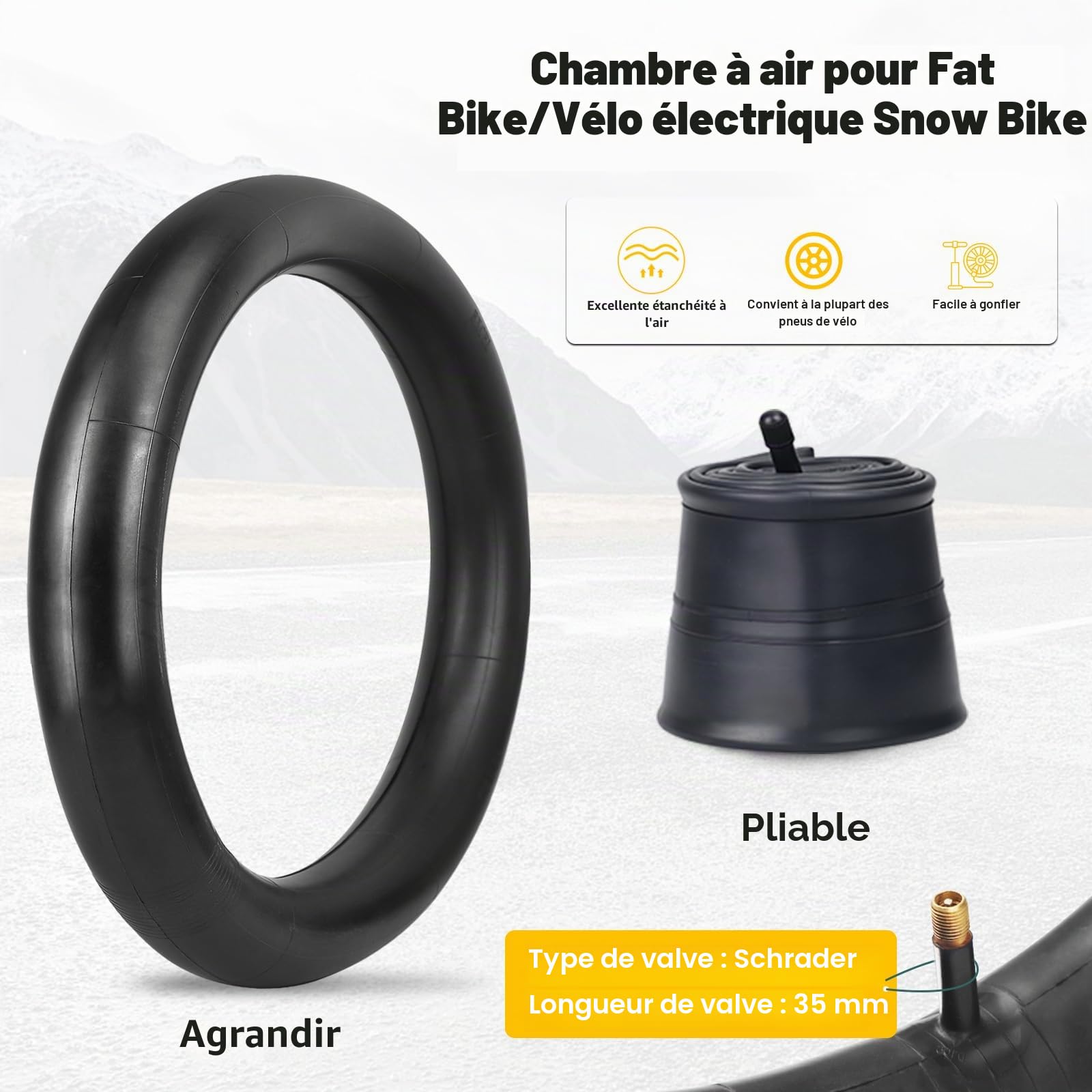 WEEROCK Fatbike Pneu de vélo électrique 16/20/26 x 4,0 pouces - Pneu de vélo électrique haute performance - Pneu de rechange pliable pour tous les types de terrain