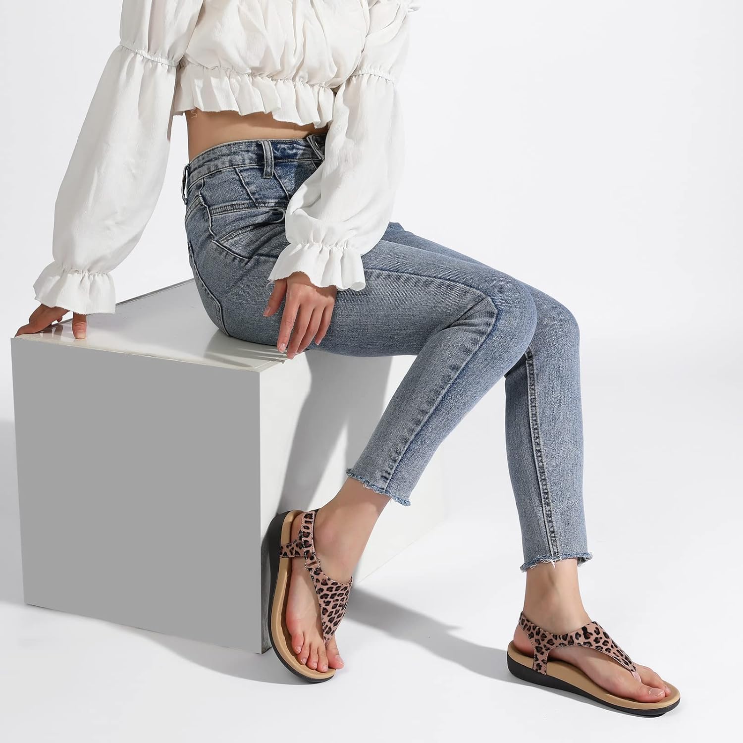 UTENAG Womens Arch Support Sandals Orthotic Adjustable Thong Flip Flops - Image 5