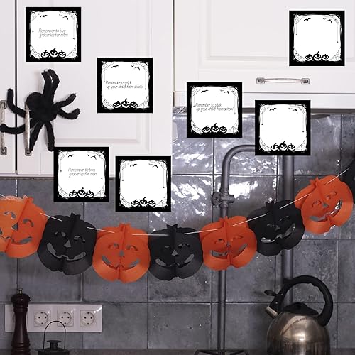 Miniatura 7 de Bloc de notas adhesivas de Halloween con murciélago de calabaza araña, notas de estudio de trabajo, 450 piezas de notas autoadhesivas extraíbles de