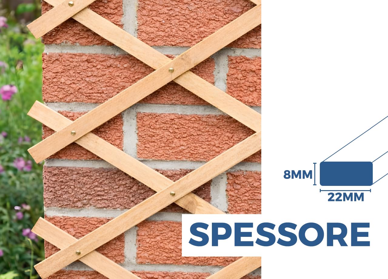 BIANCHERIAWEB Traliccio Estensibile in Legno per Piante Rampicanti Recinzione Giardino Balcone 150x200 Naturale