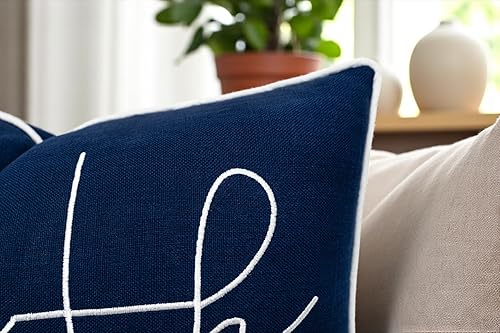 Miniatura 3 de Rudransha Faith Sentiment - Funda de almohada decorativa bordada, decoración para el nuevo hogar, sofá, silla, 12 x 20 pulgadas, azul marino