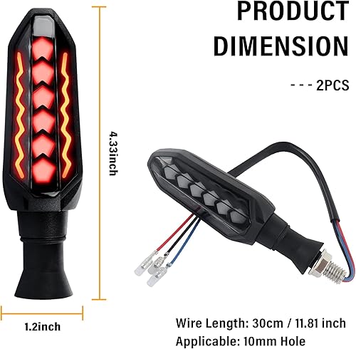 Miniatura 2 de 2 luces LED de giro para motocicleta, intermitentes de flujo fresco, luces universales de 12 V, señal de giro secuencial para motocicleta, scooter