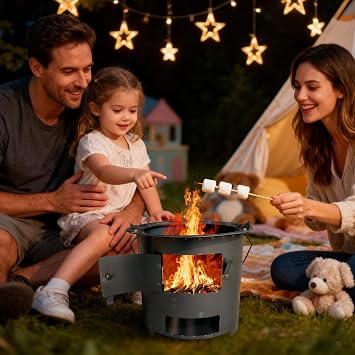 Rocket Stove | Outdoor Cooking Off Grid Living Supplies | Camping Wood Stove - for Urgent Preparedness Survival Backpacking Hiking RV Travel Outside Bonfire Patio