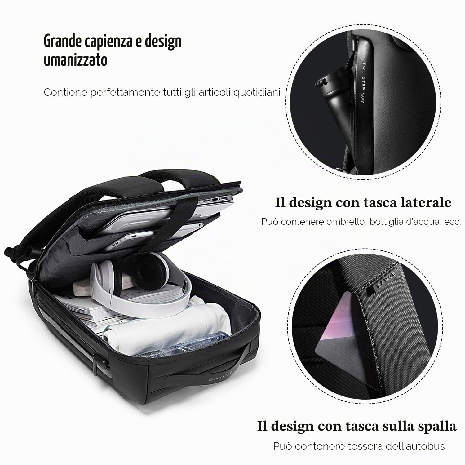 FANDARE Antifurto Zaino Zainetto Scuola con Porta USB Zaino per PC Portatile da Uomo Donna Borsa Universitaria Impermeabile Daypacks per Business Viaggio Lavoro Scuola