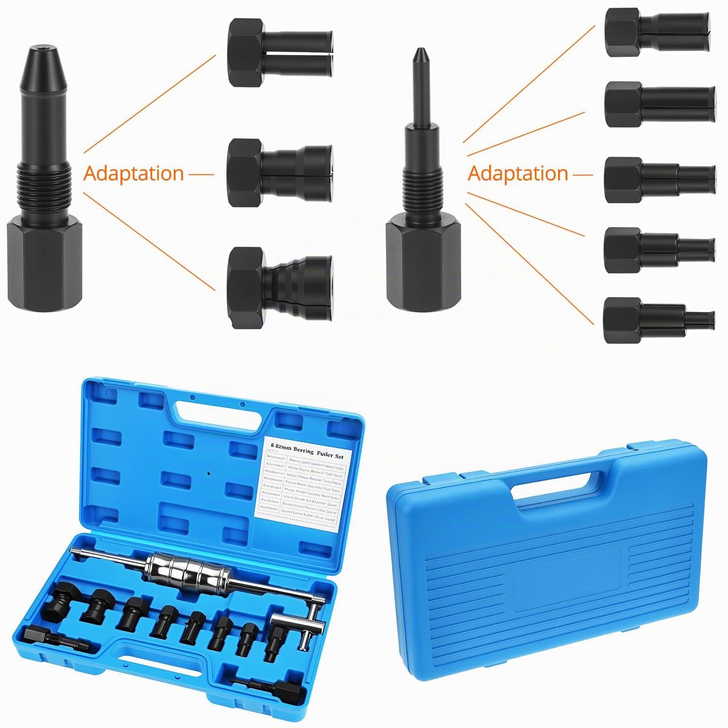 QWORK® 12 pièces kit extracteur de roulement Intérieur, avec inertie et Pinces Extensibles pour roulements de Roue (8-32 mm)