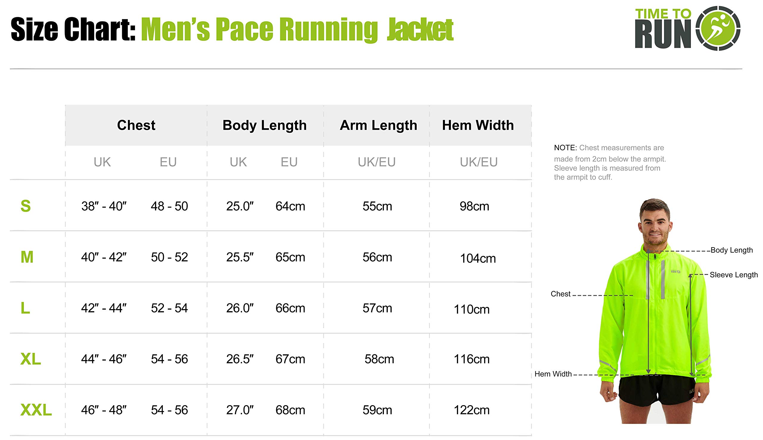 Time To Run Imperméable Veste de Course a Pied pour Homme avec Poches - Légère Coupe-Vent Respirant - Idéal pour l'exercice et Le Jogging - de