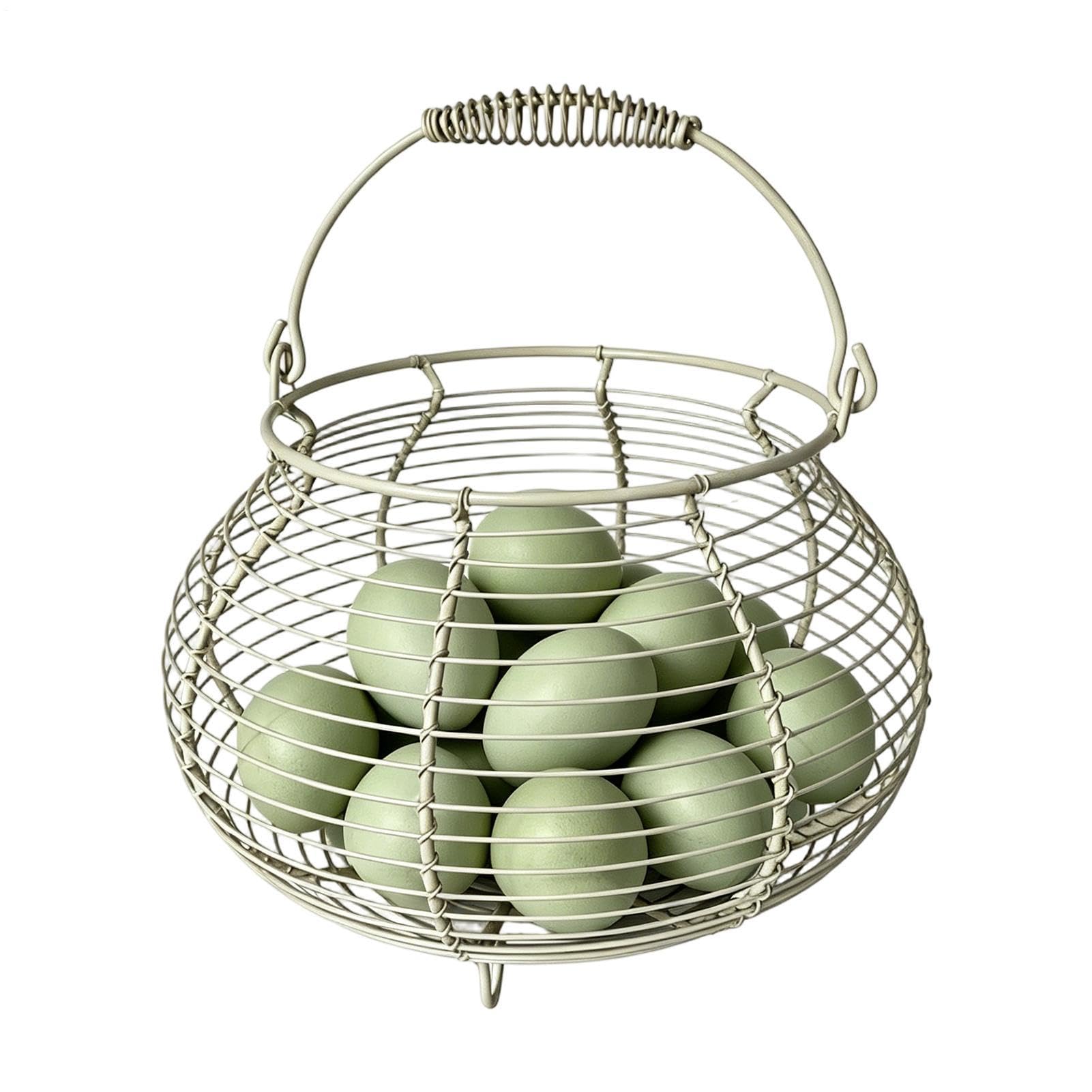Quorvex Egg Collection Basket,Vintage Woven Storage Stand,with Handle Farmhouse Egg Basket - for Kitchen, Picnic, Garden, Harvest, Easter, Fruit, Vegetable, Counter