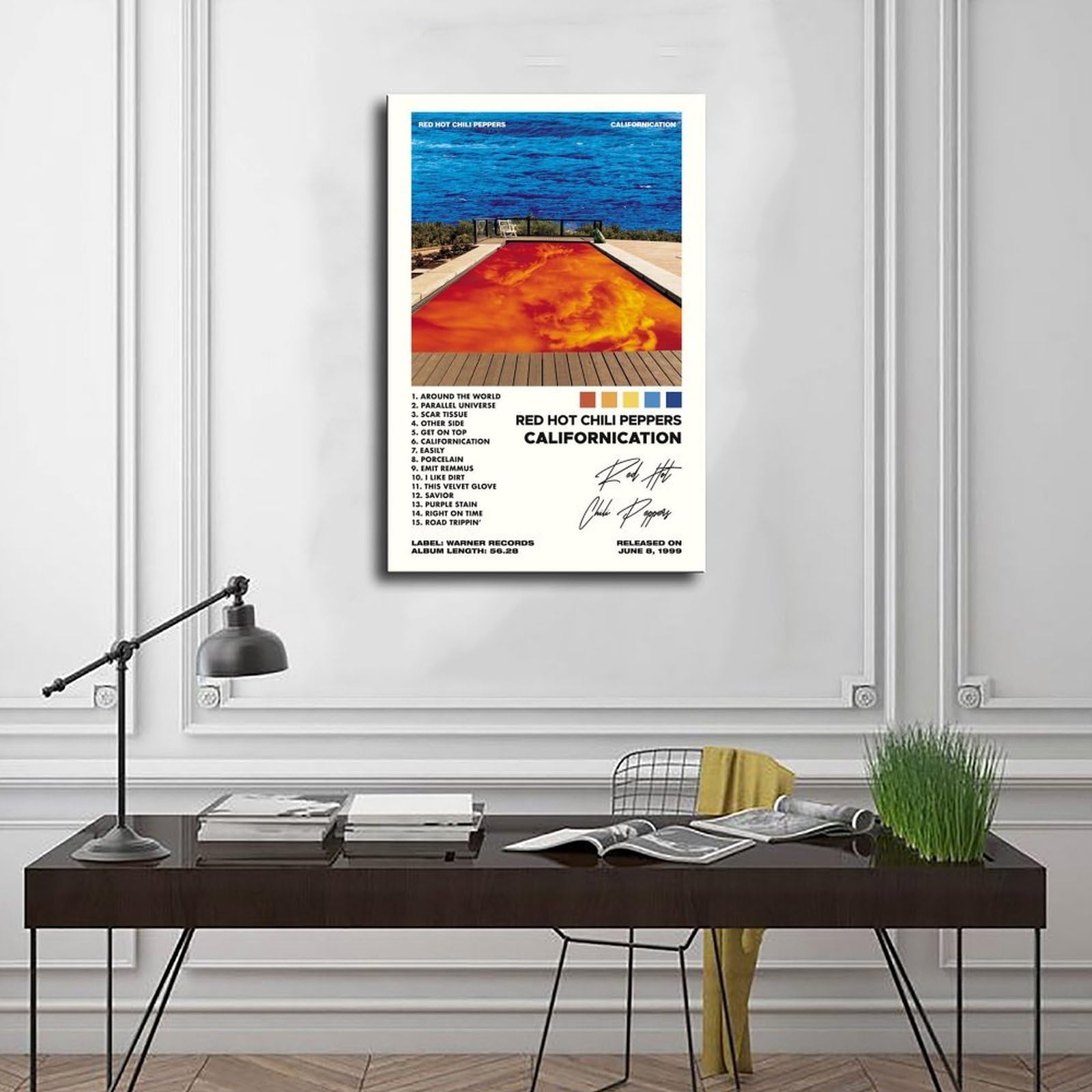 TONFON Poster Californication, poster su tela, motivo: Red Hot Chili Peppers, decorazione per camera da letto, sport, ufficio, camera da letto, regalo, con cornice, 50 x 75 cm