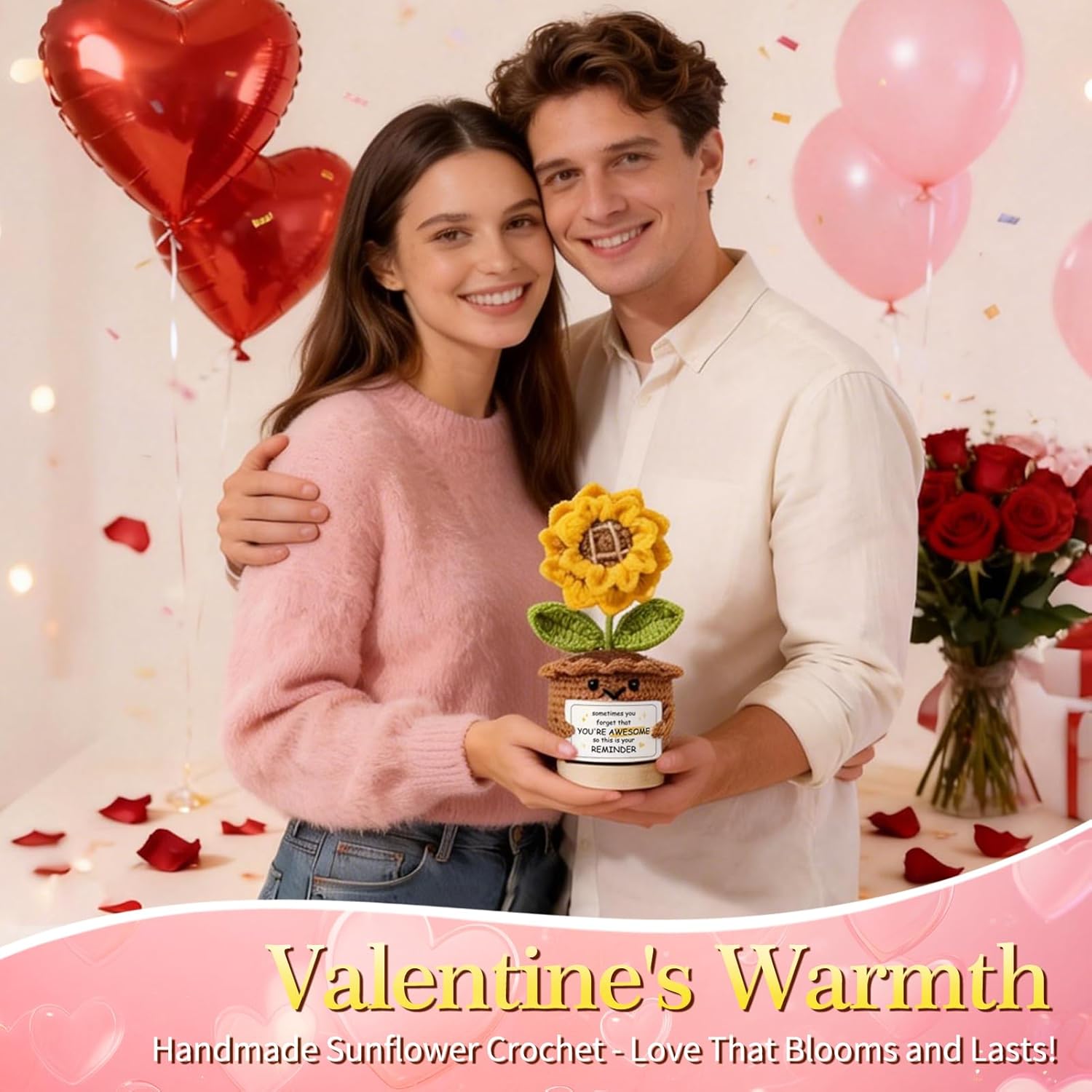 Emotional Support Plush Positive Sunflower Crochet, Inspirational Gifts for Women Life is Tough But So Are You, Get Well Self Care Mental Health Valentine's Day Birthday Gifts for Women Mom Coworker - Image 7