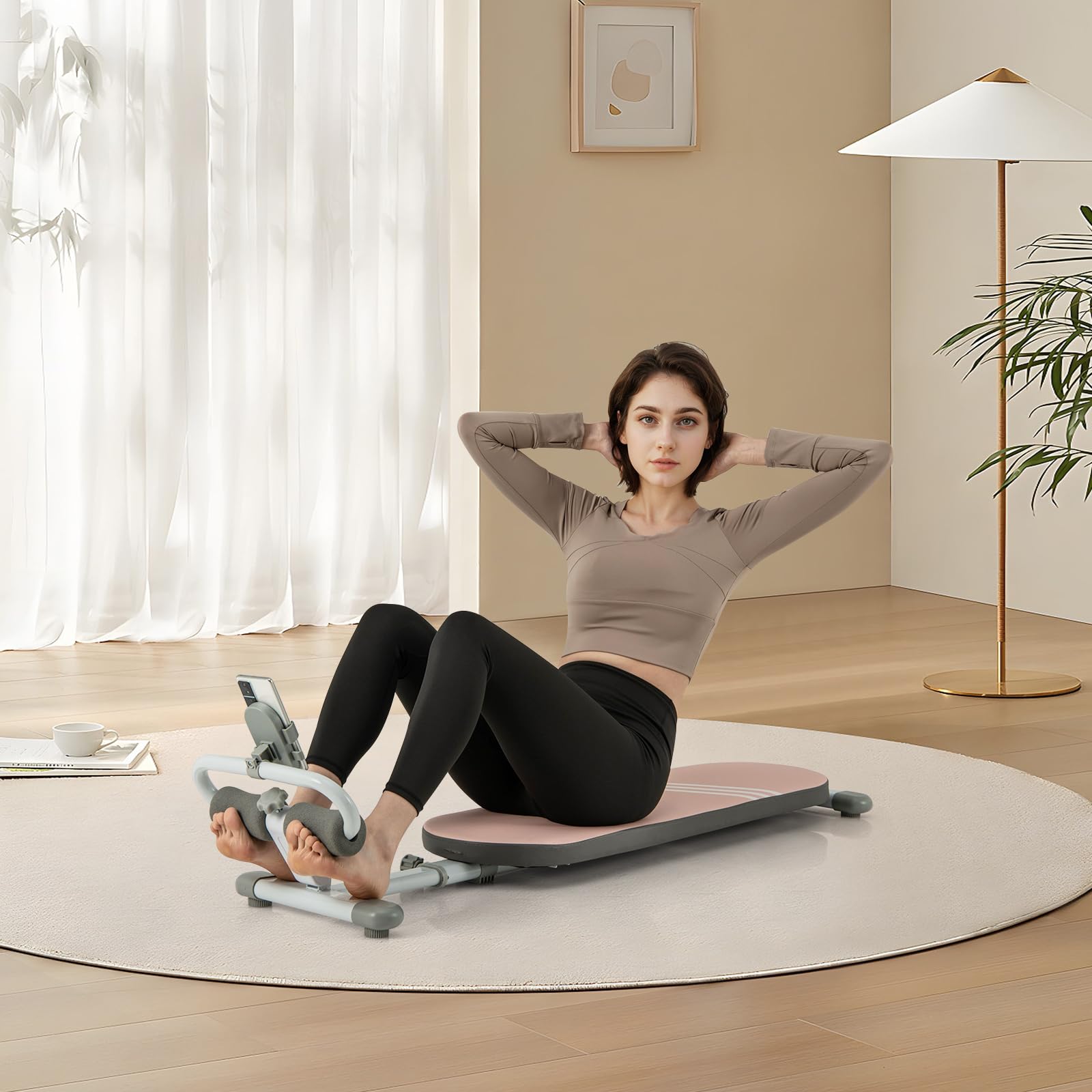 KOMFOTTEU Allenatore di gravità, Sit-Up Aid, Attrezzature per esercizi addominali pieghevoli, raddrizzamento seduto, carico 150 kg, angoli e lunghezza regolabile, 120-137 x 34 x 38 cm