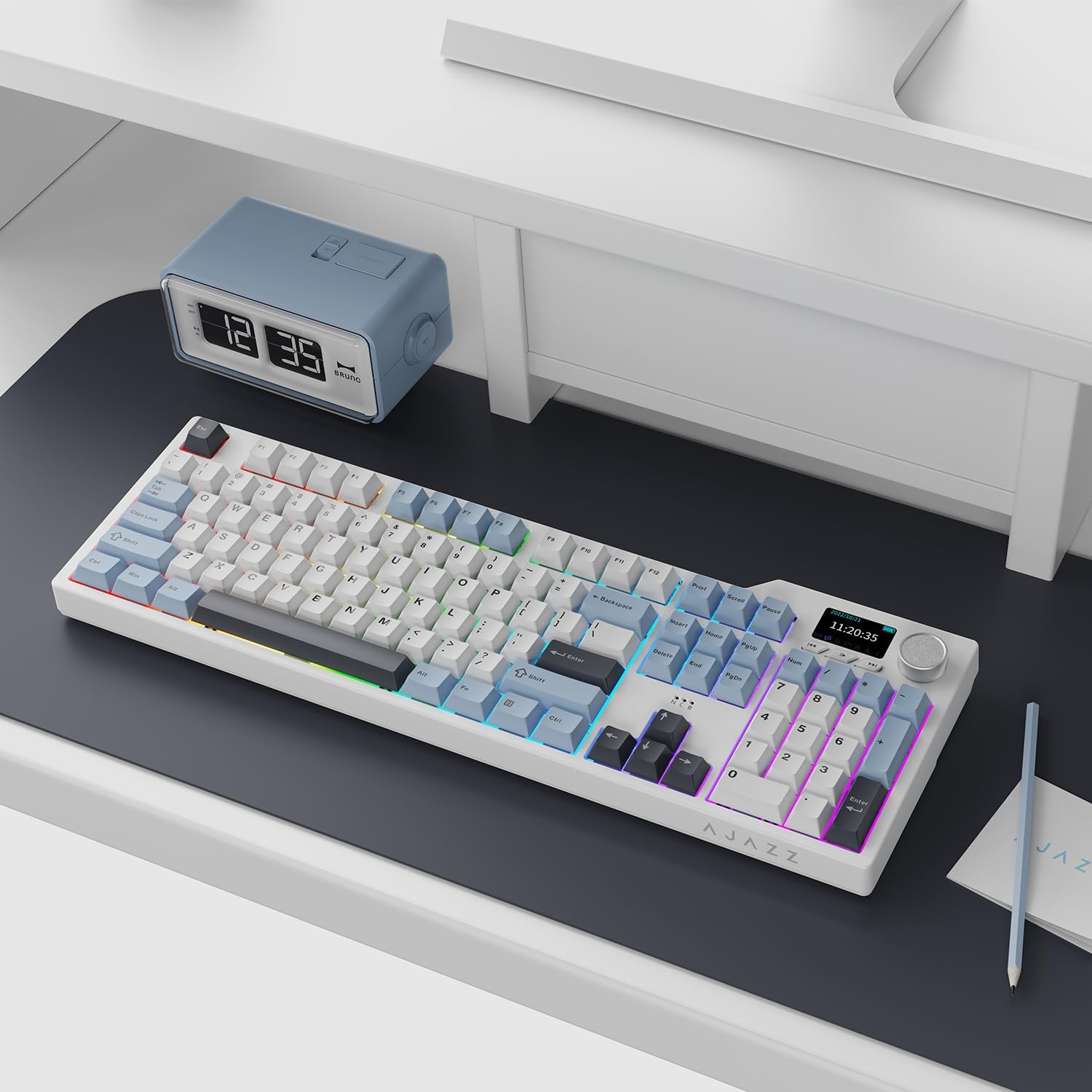 AJAZZ AK35I V3 Keyboard on desk with RGB lighting
