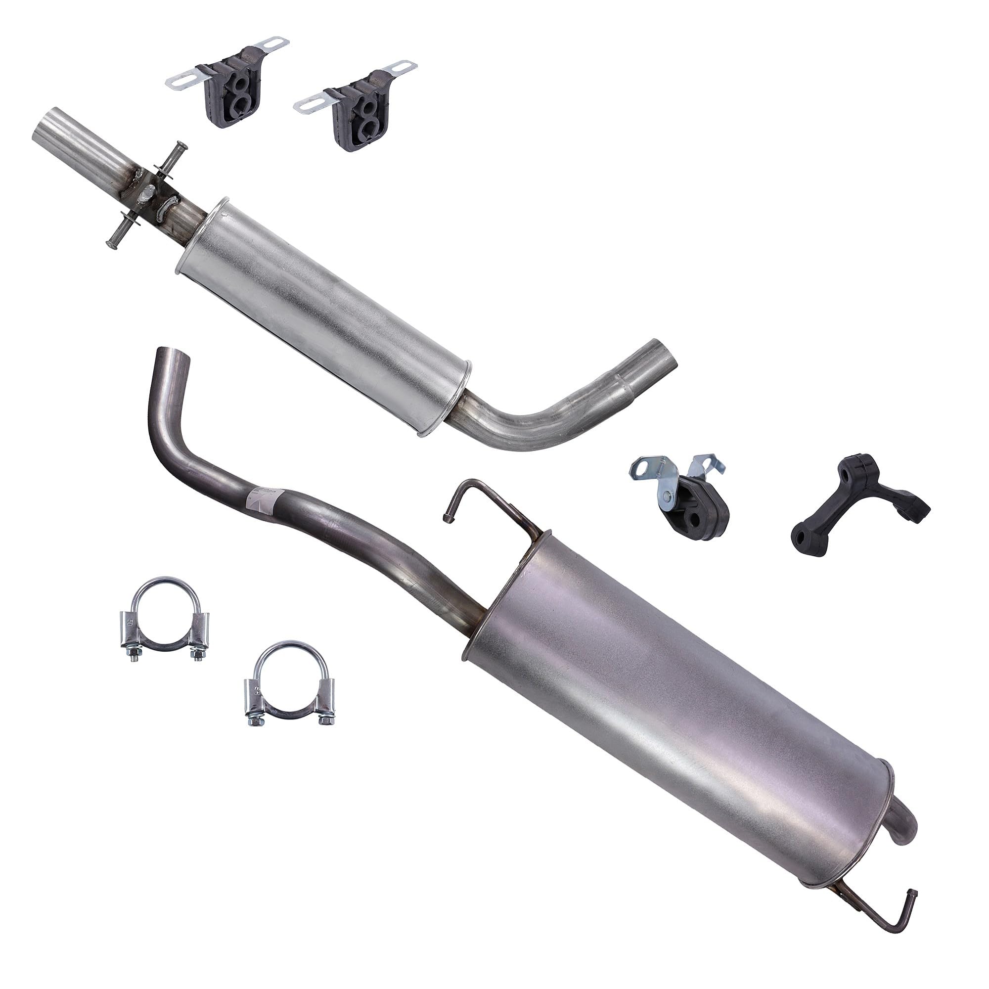 ATEC Germany Auspuff Schalldämpfer Set 1x Mittelschalldämpfer, 1x Endschalldämpfer, mit Montagematerial Kompatibel mit SEAT LEON (1M1), VW GOLF 4 (1J1), NEW BEETLE (9C1, 1C1) (1Y7)