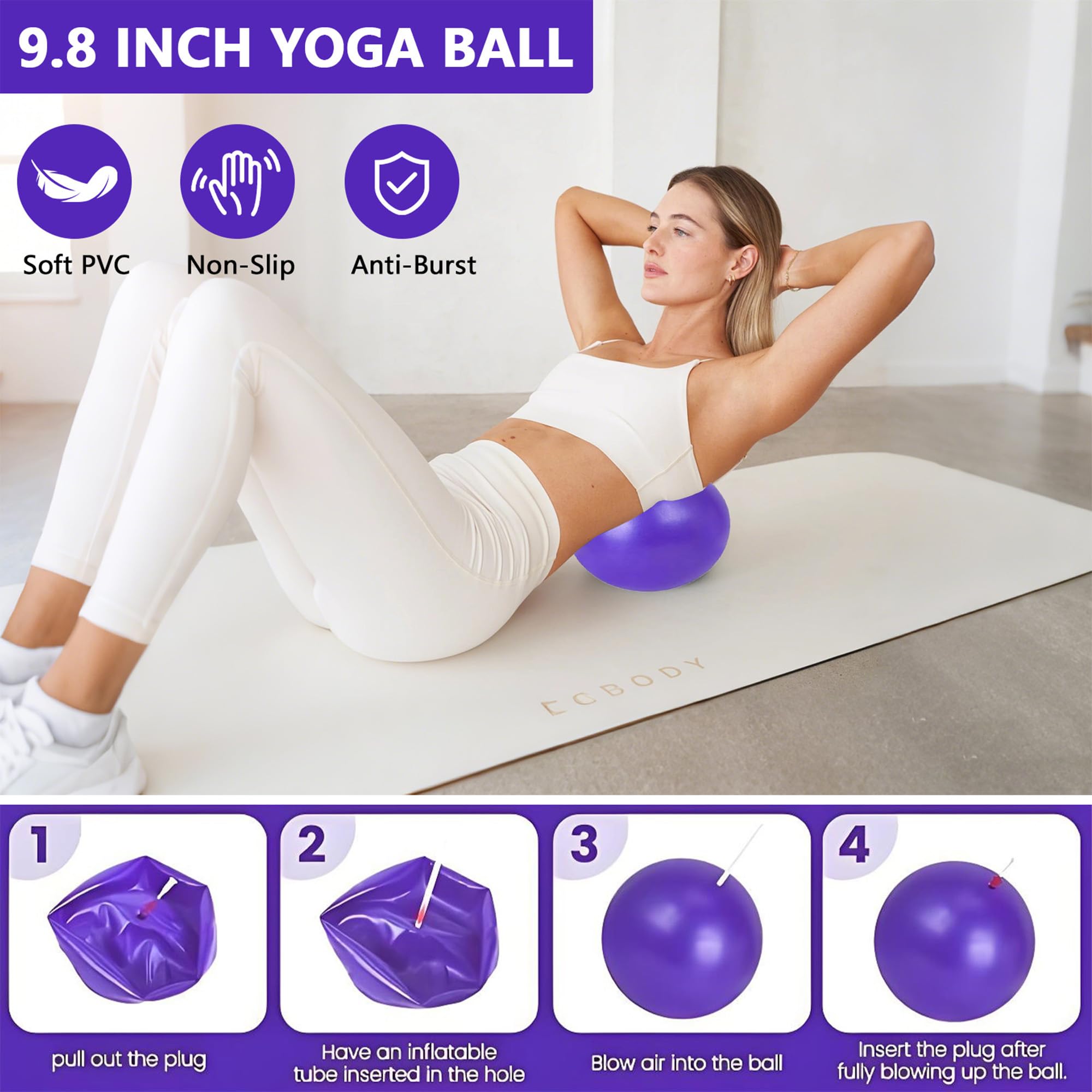 13pcs Kit de Yoga et Pilates pour Femmes: Kit Yoga Sculptez Vos Cuisses Bras et Abdos à la Maison-pour la Tonification Corporelle,la Flexibilité et l'Entraînement de Force Complet du Corps
