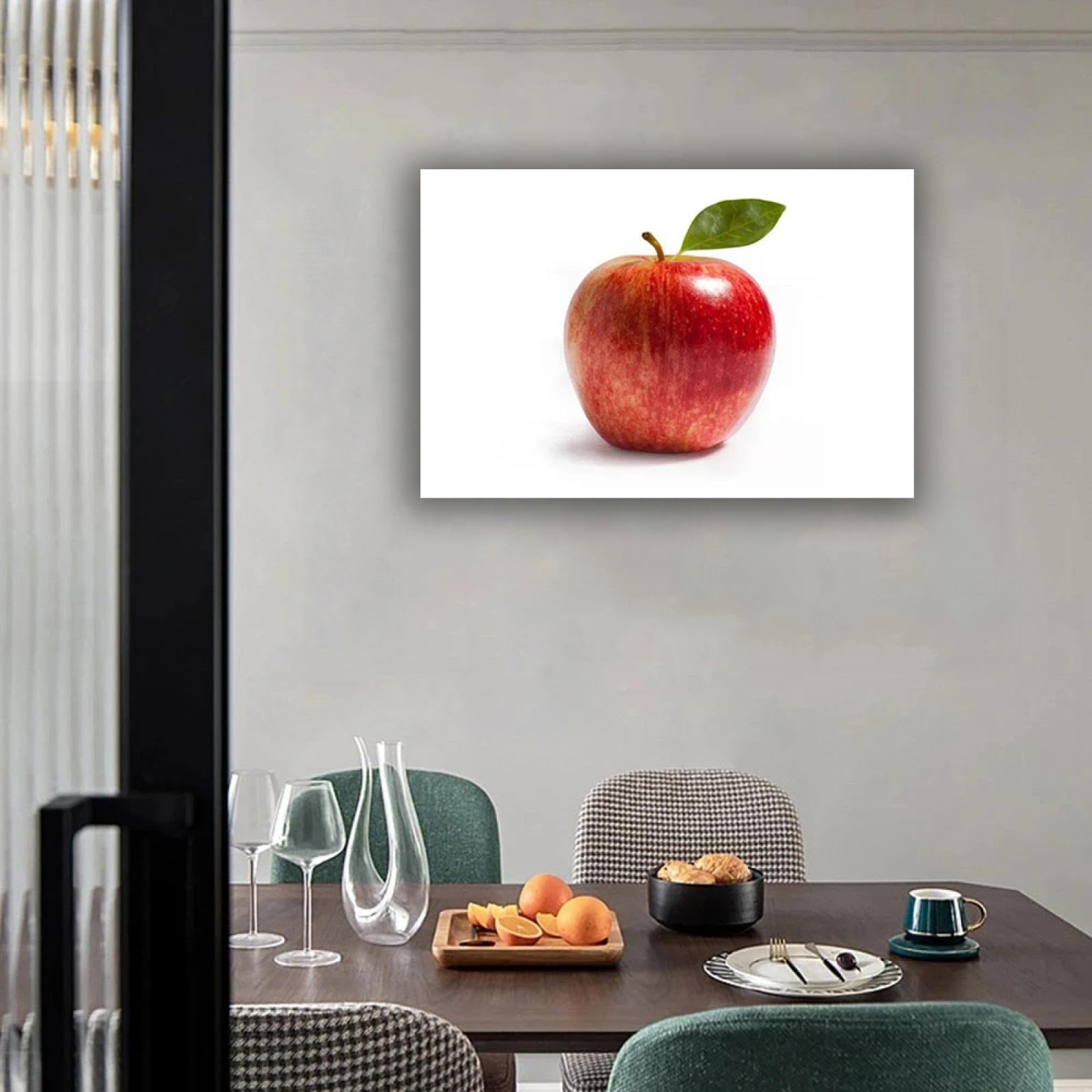 Quadro Su Tela Mela Rossa Con Goccia D'acqua – 2 Pannelli – Dimensioni Multiple – Stampa HD Su Tela Di Canapa – Decorazione Moderna Per Cucina/soggiorno
