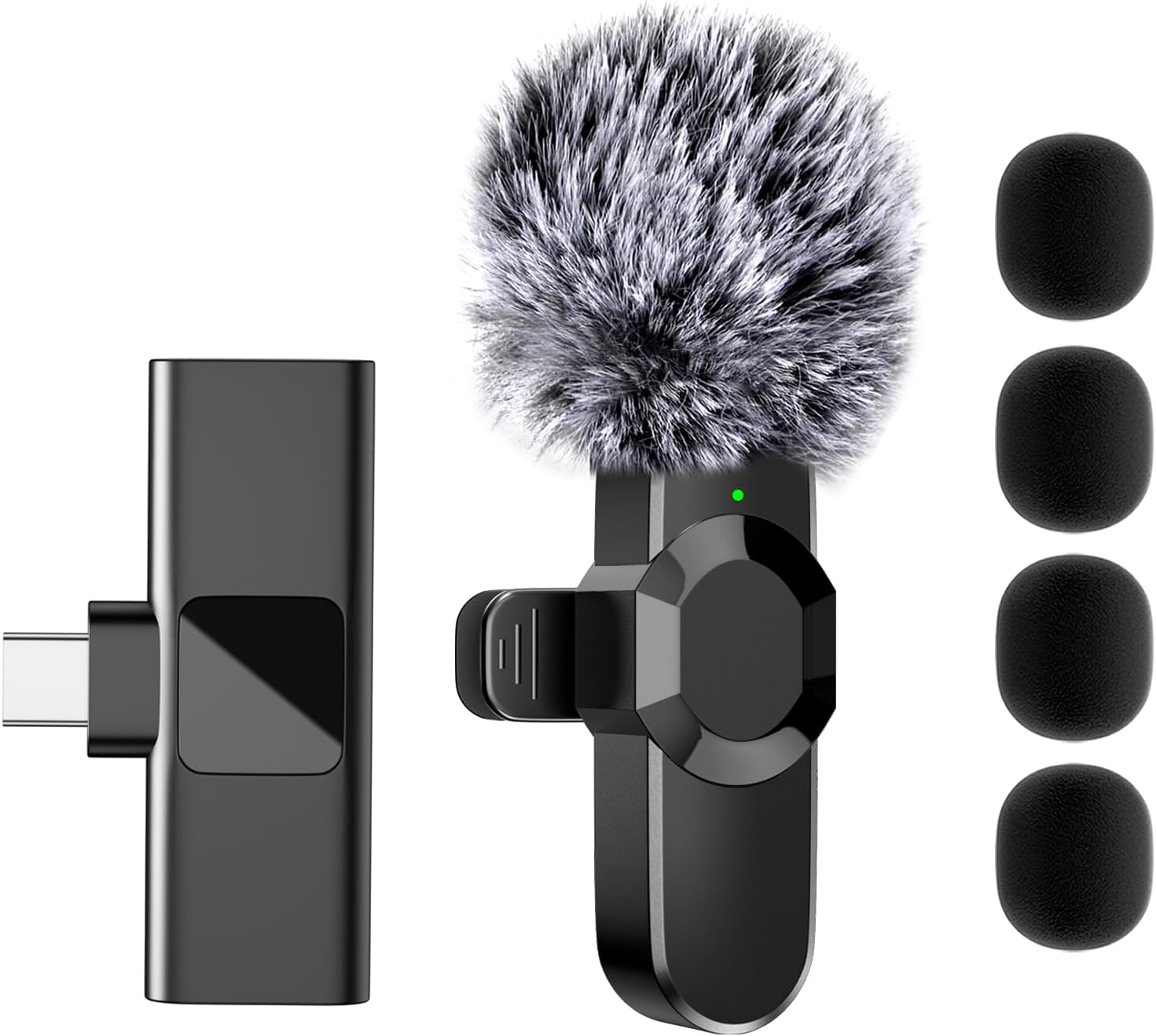 Wireless Lavalier Microphones for USB C - Cordless Omnidirectional Condenser Recording Mic for Interview Video Podcast Vlog YouTube