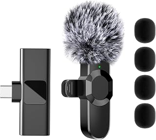 Liaoan Weiyu Wireless Lavalier Microphones for USB C - Cordless Omnidirectional Condenser Recording Mic for Interview Vide... Price In India