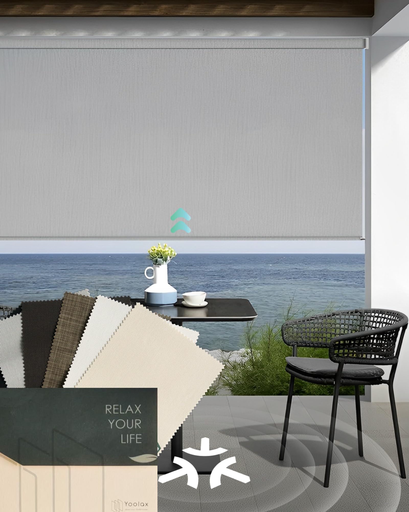 Yoolax Motorized Outdoor Patio Blinds, Sun Shades for Porch, Waterproof & Windproof Roller Shades, Fabric Sample (Multicolor)