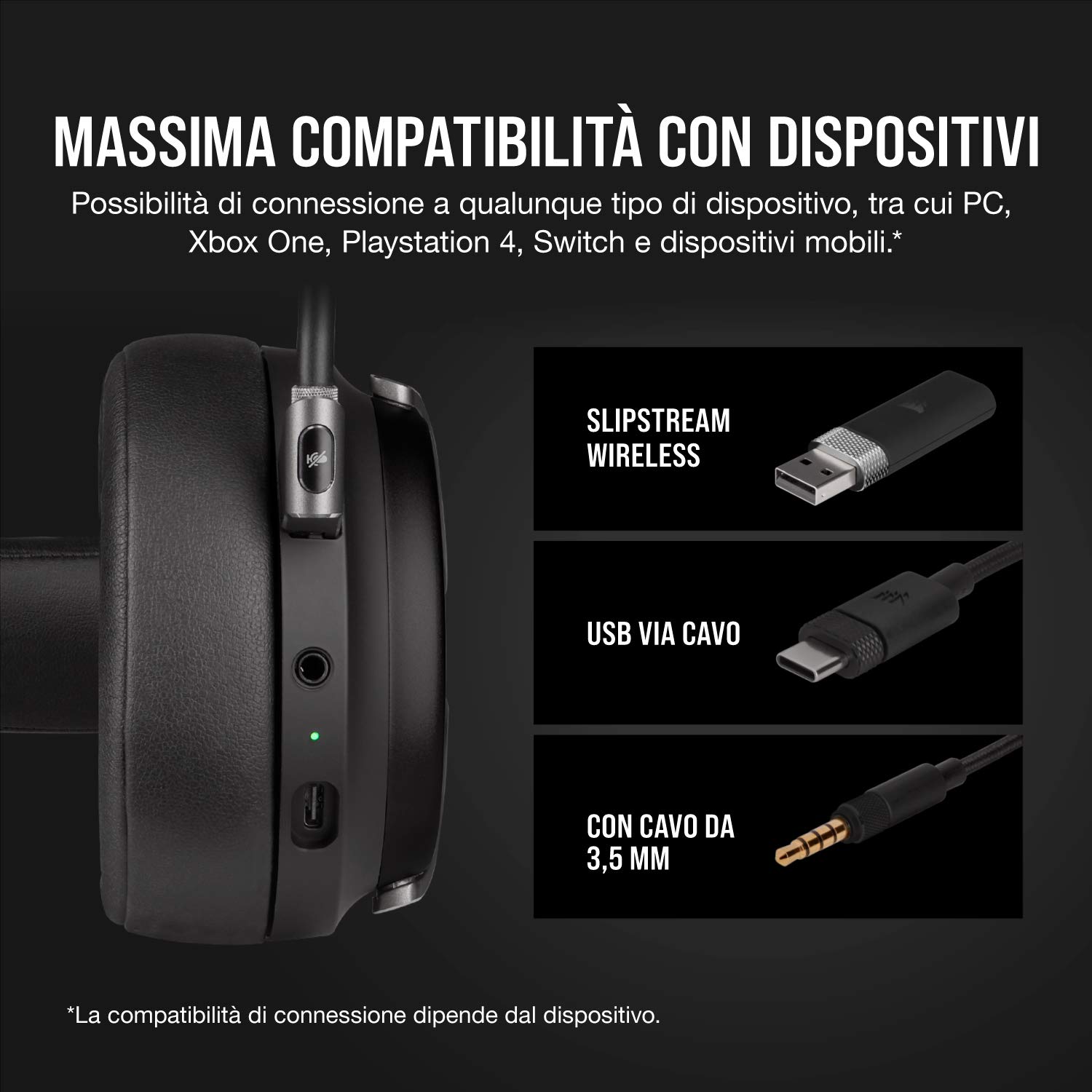 Corsair Virtuoso RGB Wireless Alta Fedeltà Cuffia Gaming Nero