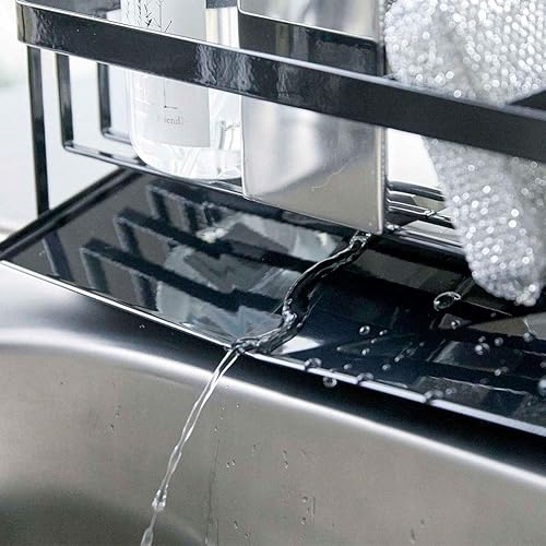 Miniatura 7 de YAMAZAKI Home Tower - Estante autodrenante para esponja y jabón, organizador de fregadero de cocina, soporte de metal con bandeja extraíble, acero