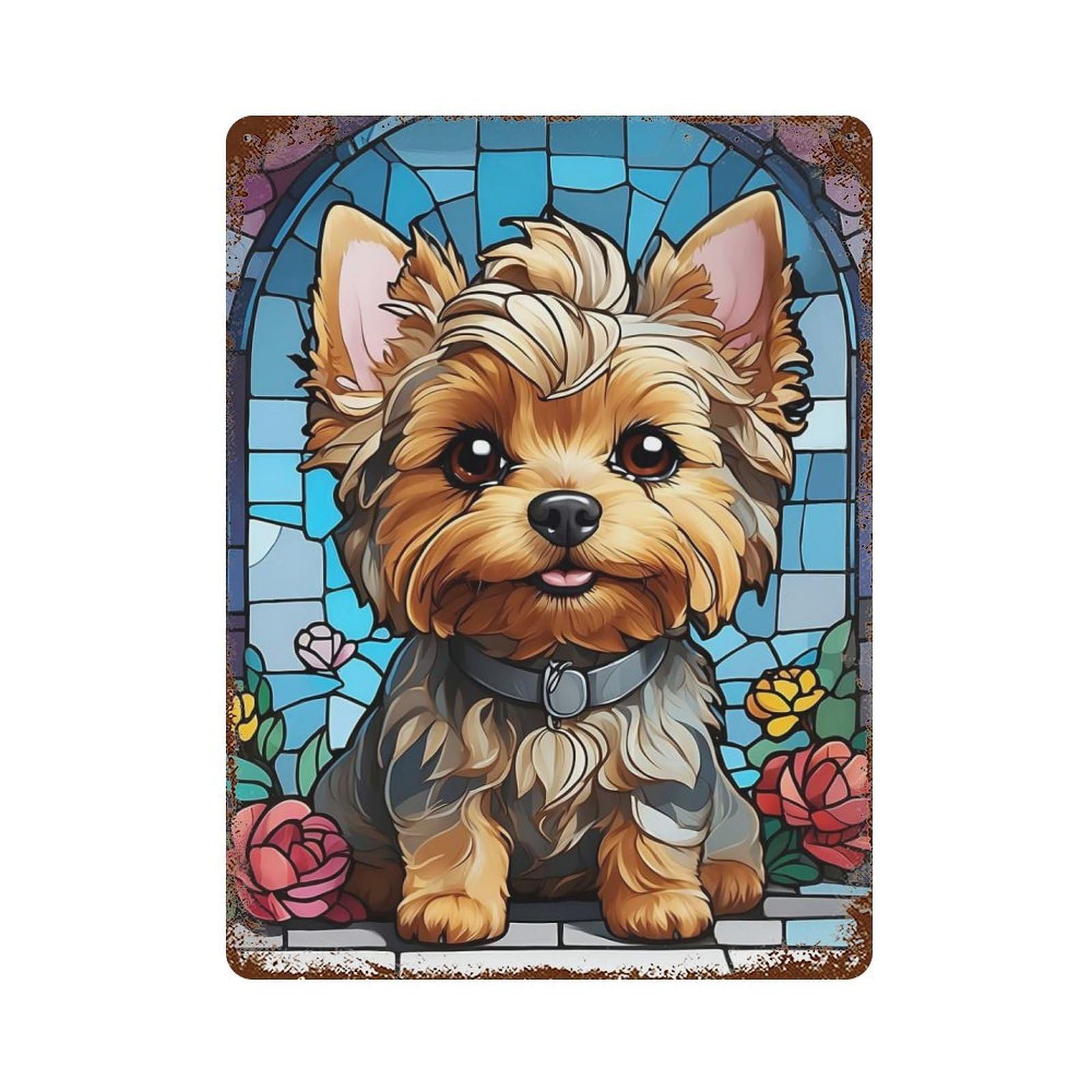 Yorkshire Terrier Rusty Metal Tin Sign 15.7"x11.8", for Basement, Hobby Room And Garage Decor, Retro Wall Decor