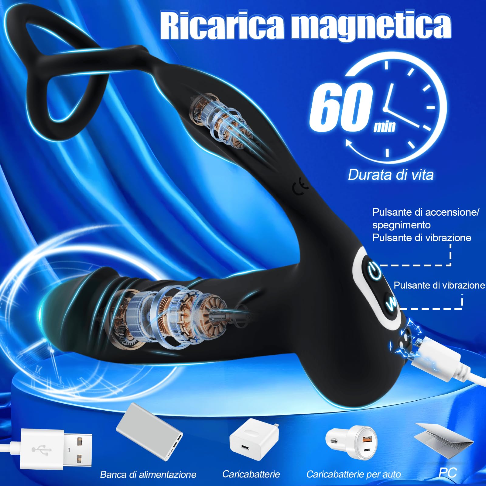 Vibratore Anale Stimolatore Prostata per Uomo Massaggiatore Prostatico Dilatatore Uomo con Anello per Pene Anale Vibratore con Telecomando Massaggiatori Dildo Vibratori Silicone Giocattoli Sessuali