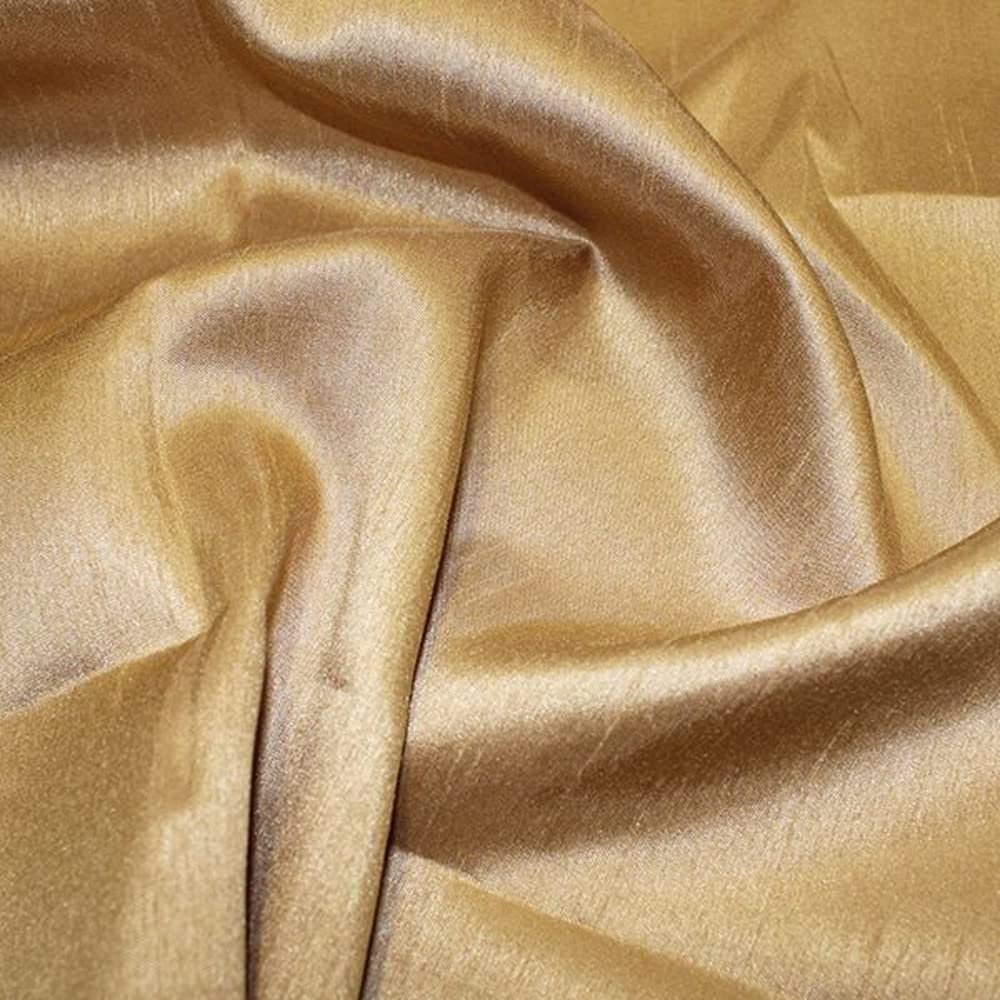 Satin Backed Shantung Dupion Faux Silk Dress Fabric Lightweight 146cm Wide (Per metre) (Antique Gold)