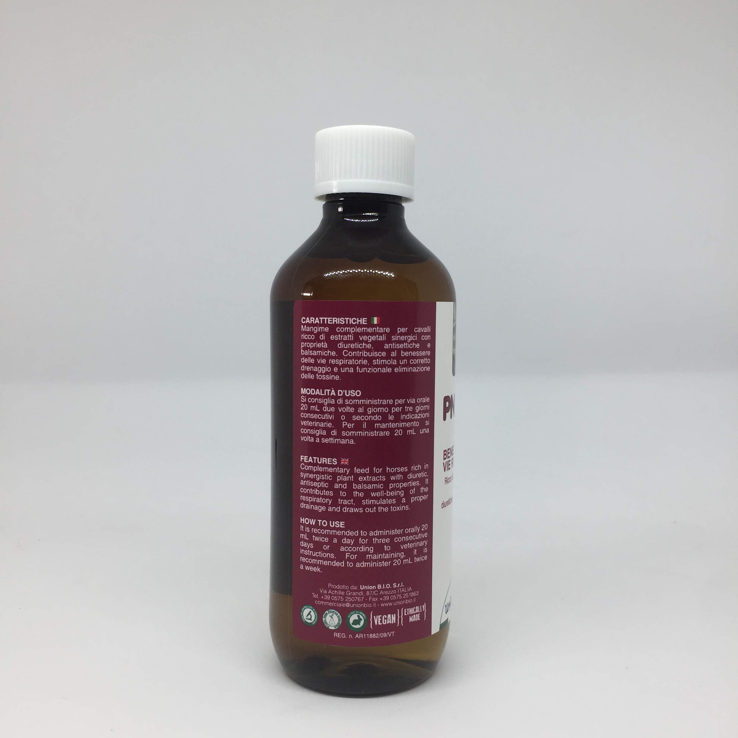 Union Bio® Pneumo Go 200 ML - Drenante Fluidificante Muco Per Cavallo, Mangime Completare Naturale Ricco Di Estratti Vegetali Sinergici Con Proprietà Naturali Balsamiche, Antisettiche E Diuretiche
