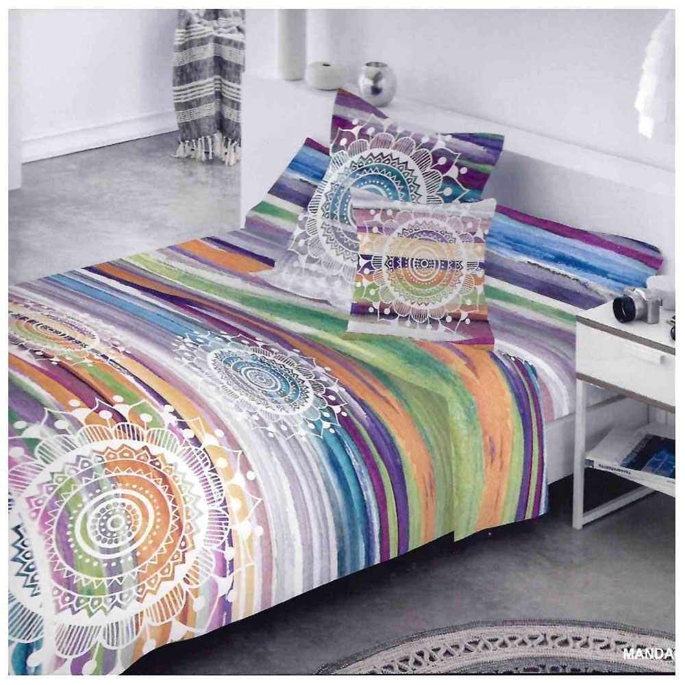 Cotton Artean Mandala Duvet Cover Set, Aquarela - For Bed Size 150x190/200 cm - 50% Cotton, 50% Polyester