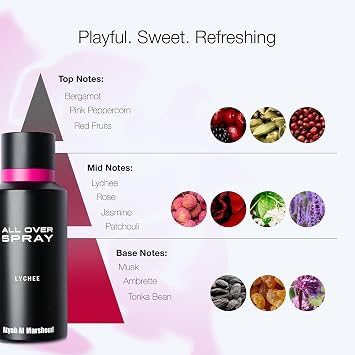 ATYAB AL MARSHOUD Lychee All Over Perfume Body Spray (125mL) - Unisex, Luxurious, Long-Lasting (Up to 24 Hours), Versatile Body Mist Fragrance for Men and Women