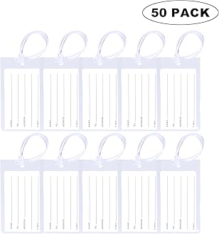 50 Pack Luggage Tags for Suitcases, Airplane Travel Essentials for Flying, International Travel Must Haves, and Luggage Accessories by Sodsay