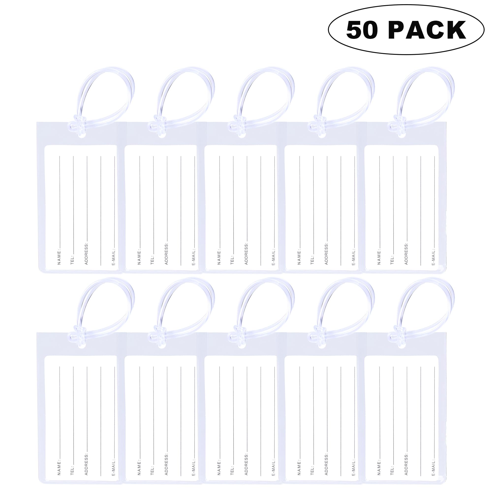 50 Pack Luggage Tags for Suitcases, Airplane Travel Essentials for Flying, International Travel Must Haves, and Luggage Accessories by Sodsay