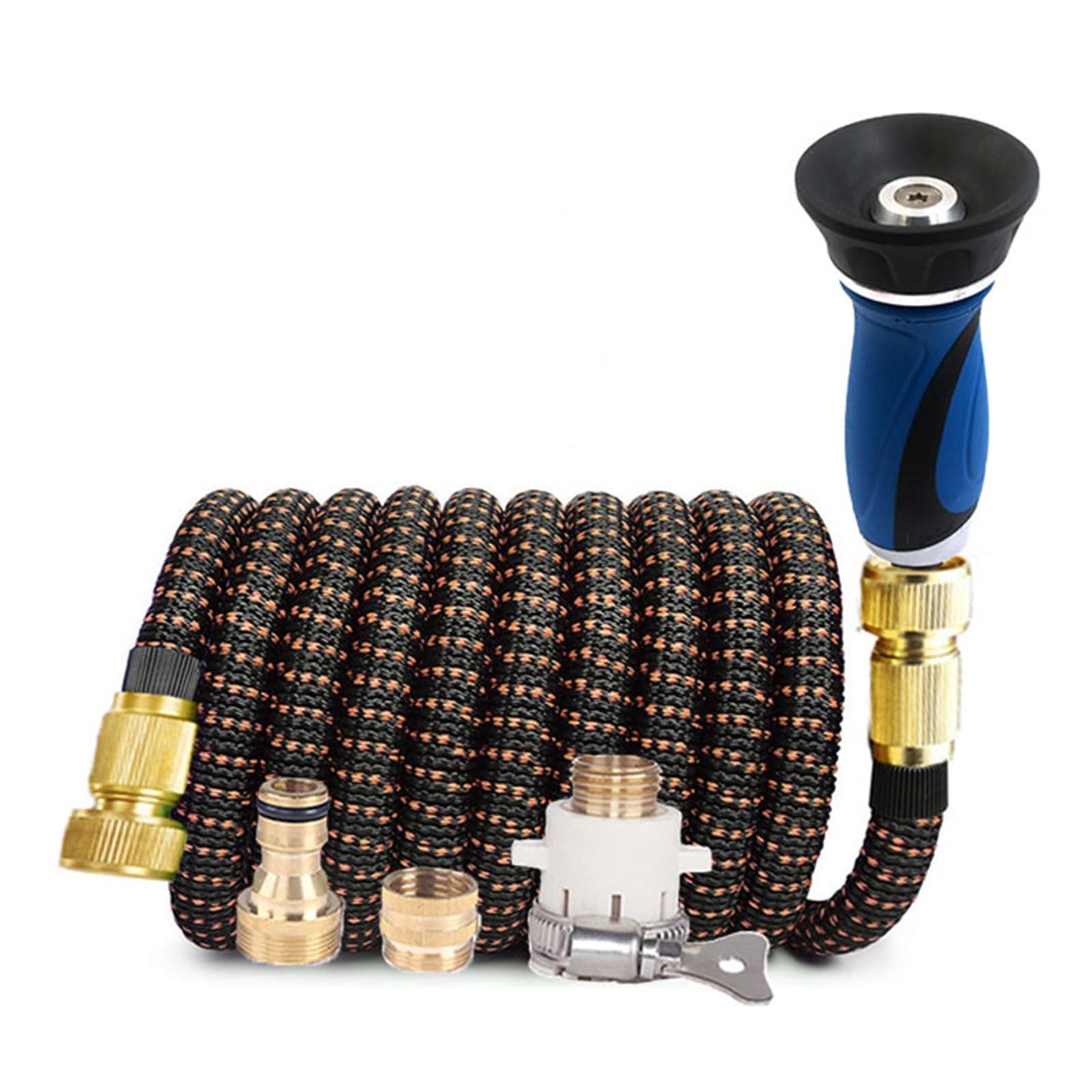 Pistolet d'arrosage avec embout multi-jets, Tuyaux d'arrosage Tuyau flexible et extensible sans pli, pulvérisation, 1/2 po, 25 à 150 pi(Hose Set-02,1/2"-50FT)