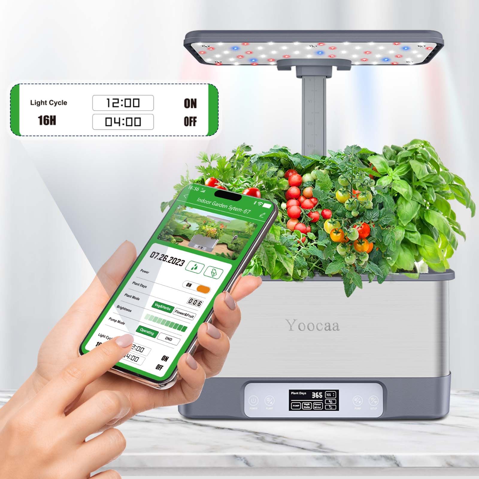 Sistema di Coltivazione Idroponica con LED Timer Automatico, Serra Idroponica Smart Garden con Controllo App, Kit Regolabile per Casa e Cucina, 8 Pods (Altezza Massima 45cm)