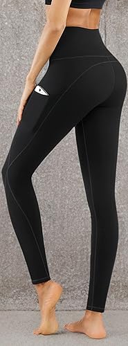 Miniatura 7 de PHISOCKAT Paquete de 2 pantalones de yoga de cintura alta con bolsillos, leggings de control de abdomen, leggings de yoga elásticos en 4 direcciones