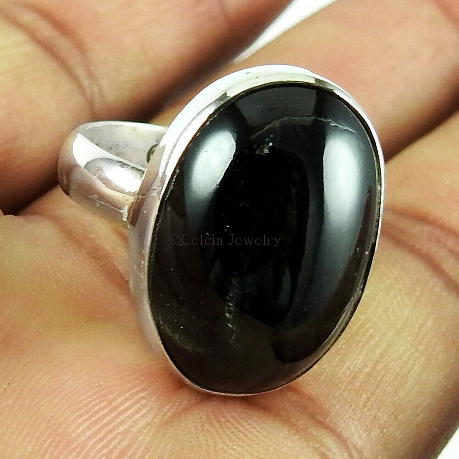 Anillo étnico de piedra preciosa curativa natural de estrella negra, anillo de promesa de declaración, joyería hecha a mano, anillo de propuesta, regalos de nacimiento para mujeres
