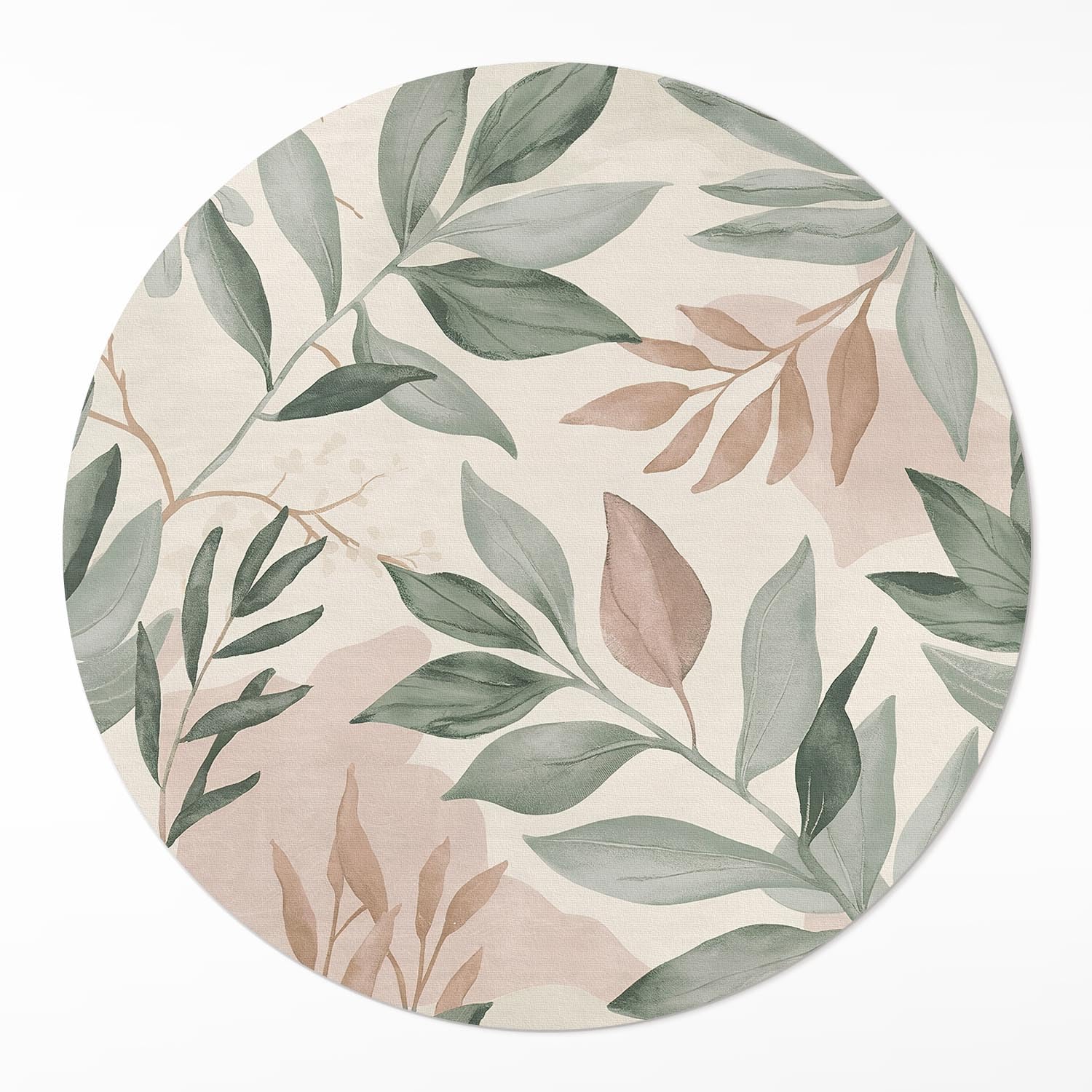 Tapis du sol vinyle ø110 cm durable et élégant motif feuilles pour salon raffiné