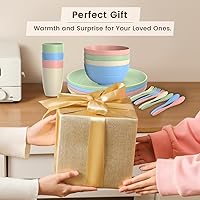 Vista 8 de Wheat Straw Dinnerware Sets, 20 PCS Dishes Dinnerware Set Microwave and Dishwasher Safe, Lightweight Unbreakable Dishes, Reusable Dinner Plates Kids