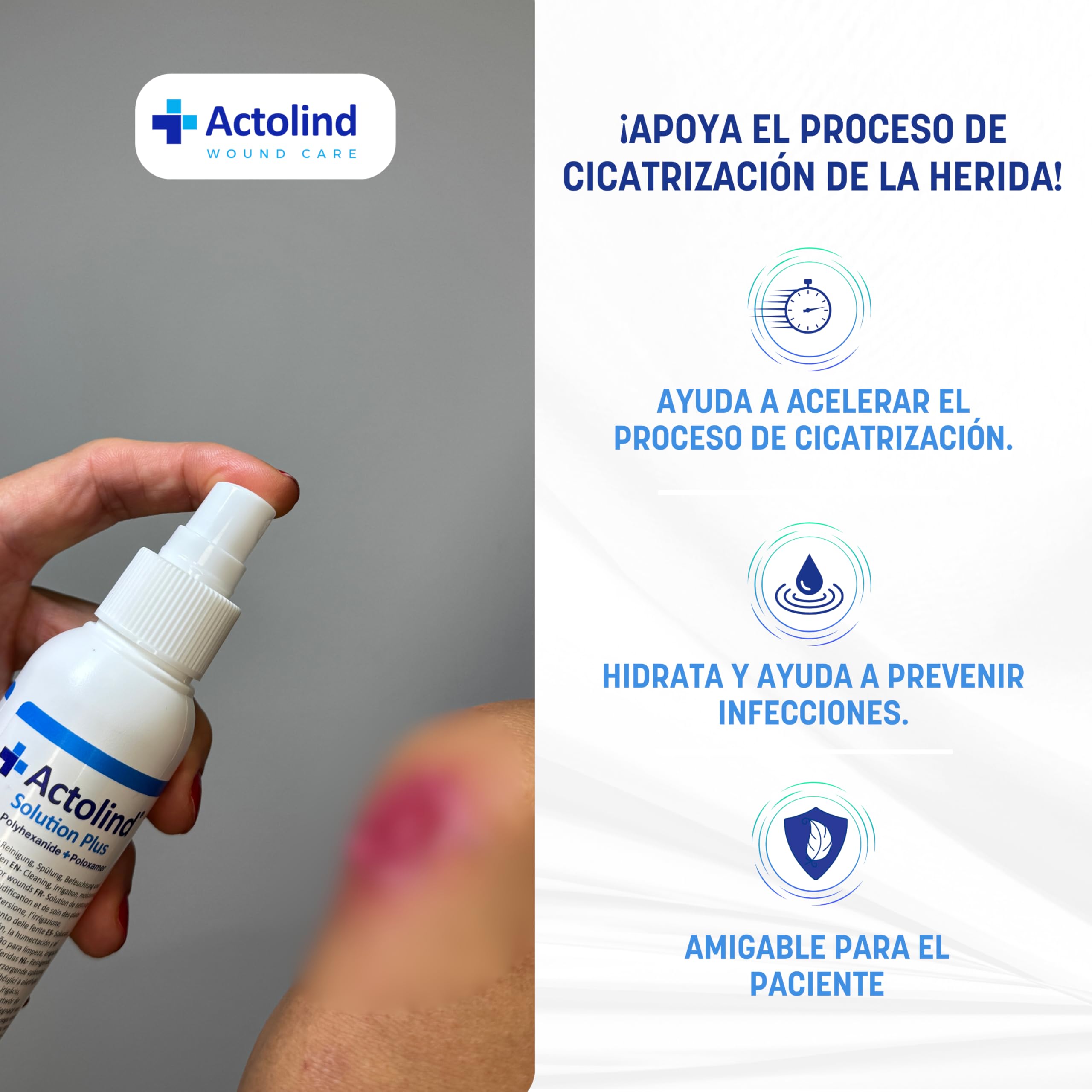 Actolind Solution Plus 1000 ml – Solución antiséptica para lavado de heridas y quemaduras | Dispositivo Médico CE Clase III