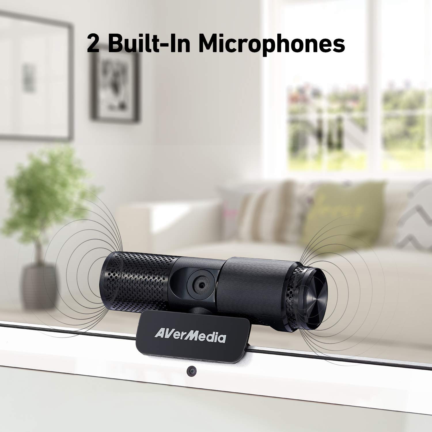 AVerMedia Live Streamer WEBCAM 313: Full HD 1080p, dos micrófonos incorporados, pestaña de seguridad y giro 360º, óptimo teletrabajo, videoconferencias