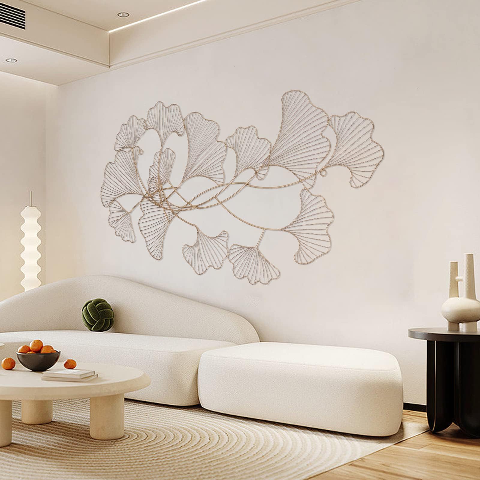 Ginkgo - Escultura de metal para pared, decoración creativa de pared, diseño de chapa para salón, 120 x 57 cm
