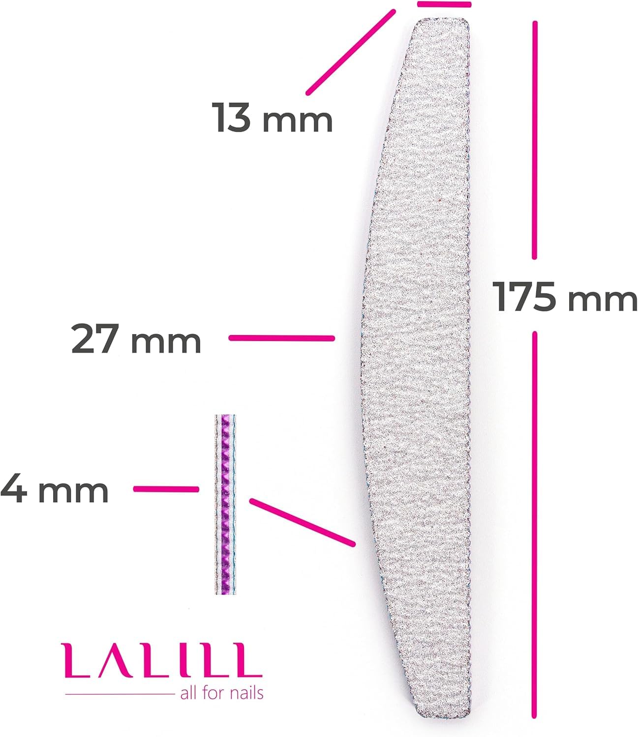 LALILL Pilnik do paznokci 100/180 ziarnistość 10 szt. – pilniki do paznokci żelowych – modelowanie paznokci hybrydowych, akrylowych i naturalnych – Zebra pilnik do manicure, bufer, profesjonalny i dla