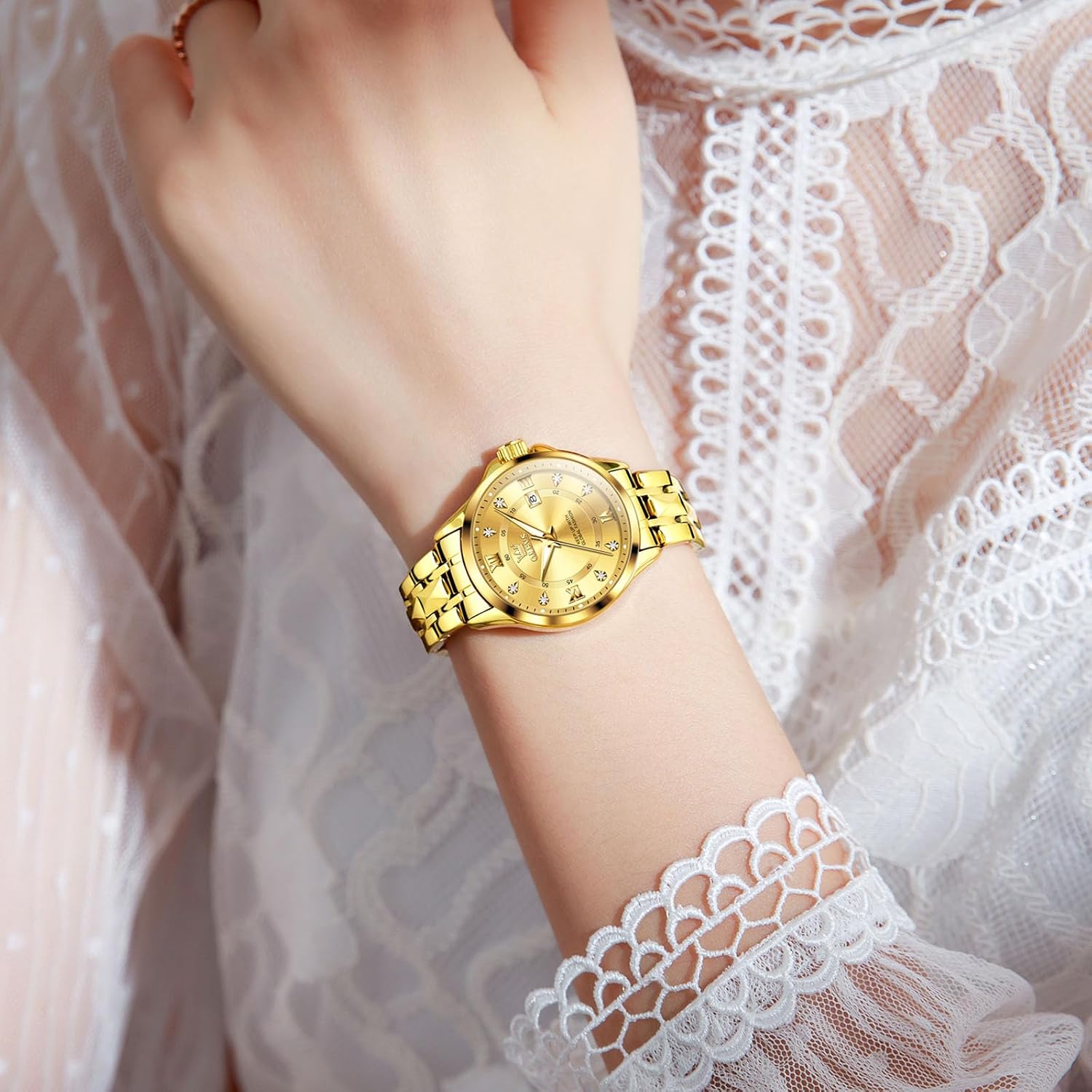 OLEVS Watch Women with Day Date Luxury Stainless Steel Ladies Watch Elegant Small Wrist Women's Dress Watches Diamond Quartz Watches for Women - Image 2