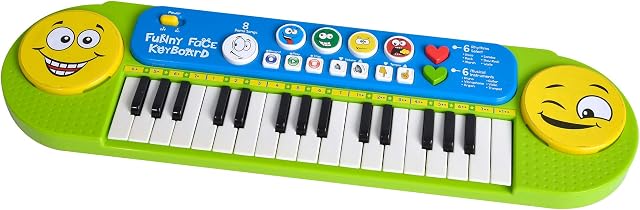 Simba 106834250 - My Music World Funny Keyboard, 32 przyciski, 8 demo, 6 rytmów, 4 zabawne dźwięki, 51 x 14 cm, od 3 lat